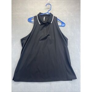 MTA Sport Polo Collared Shirt Womens XL Black Zip Sleeveless Razer Back Tank